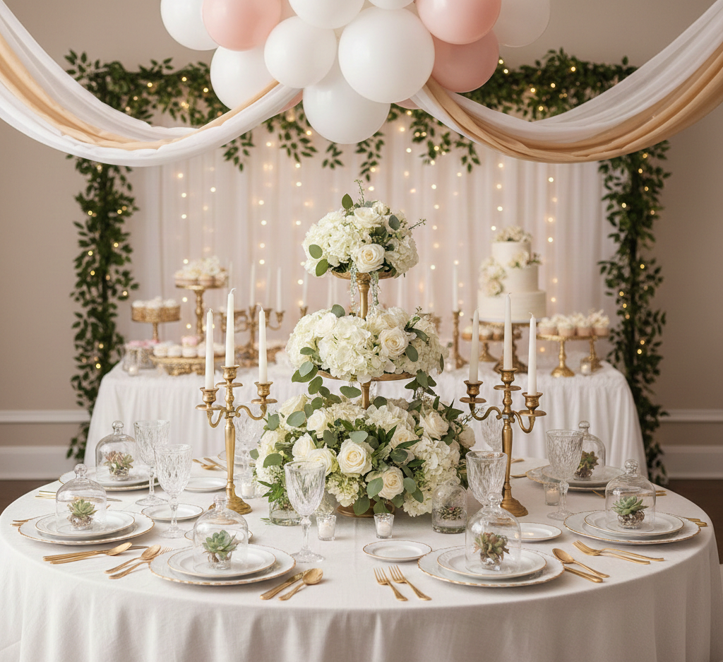 Bridal shower decoration with elegant styling